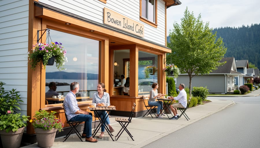 Exterior view of U Cafe Bar with outdoor seating and surrounding greenery.
